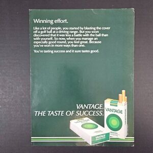 1983 Vantage Menthol Cigarettes Vintage Print Ad RJ Reynolds Tobacco Bar Mancave